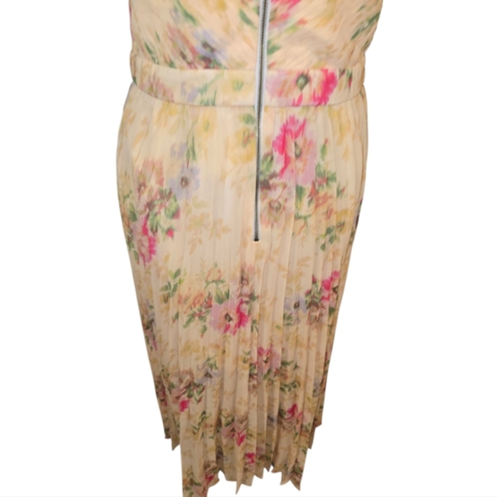 Ted Baker Amerah Light Yellow Pink Cross Front Pleated Midi Dress Size 3 Med 8 - Picture 4 of 16
